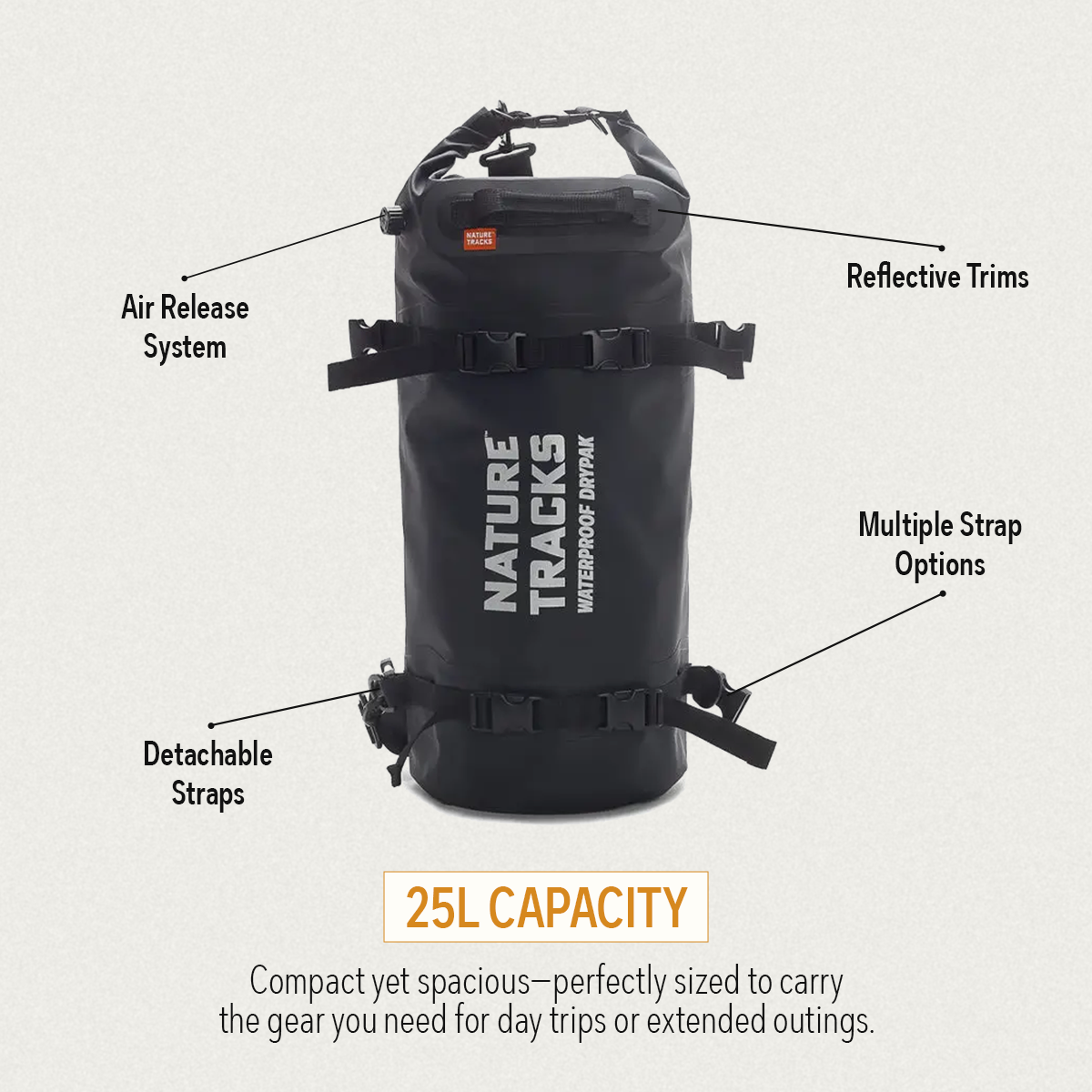 PEAK SERIES - EXPEDITION DRYPAK BAG 25L Drypak Bag NATURE_TRACKS_ECOM0216 Nature Tracks - Black