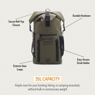 PEAK SERIES - BASECAMP DRYPAK BACKPACK 30L Green Drypak Bag NATURE_TRACKS_ECOM0218 Nature Tracks - Dark green